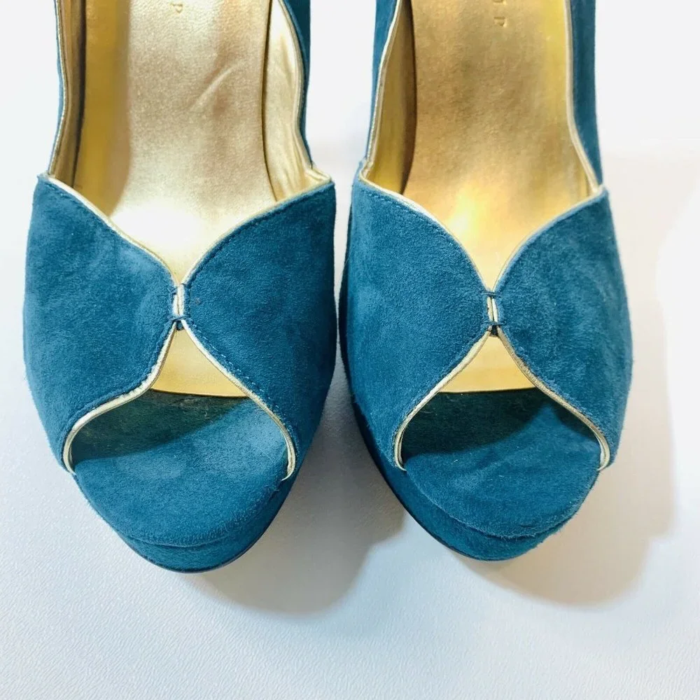 Ivanka Trump Italiza‎ Leather Teal Platform Heels